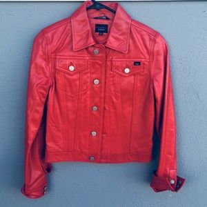Red leather jacket